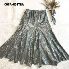 COSA-NOSTRA メタリックシルバー ロングスカート アシメ 日本製 42のサムネイル