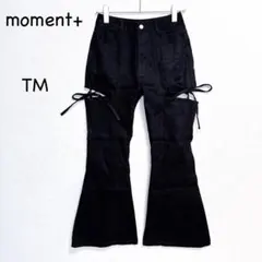 moment+ カットアウトリボンフレアパンツ TM ブラック デニムのサムネイル