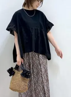 トータリテ＊リネンライク プルオーバーペプラムフレア プルオーバー 