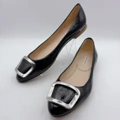 極美品✨ファビオルスコーニ パテント バックル フラットパンプス 36.5 黒のサムネイル