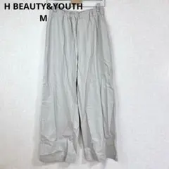 【H BEAUTY&YOUTH】ワイドパンツ フェイクレザー 大人カジュアル M