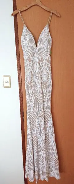 【新品】スパンコールドレス 白 パーティードレス
