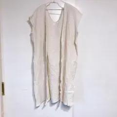 レディース ノースリーブ ニット ロング アイボリー カーディガンのサムネイル