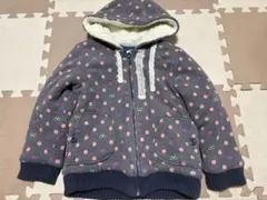 グレー地にピンクドットパーカー　120cm