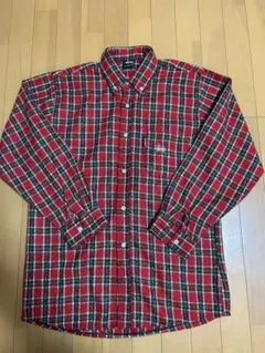 old Stussy 紺色タグUSA製チェック柄 長袖シャツ