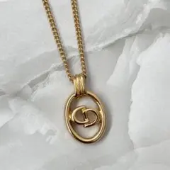 【極美品】Dior✨ネックレス CDロゴ オーバル GPメッキ ゴールドm317