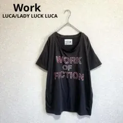 スパンコール刺繍Tシャツ カットソー 半袖 ゆったり ブラウン Fのサムネイル