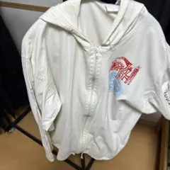 ホワイト フルジップ パーカー