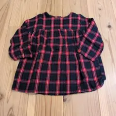 無印　コットン100%　チェック柄ワンピース 90サイズ