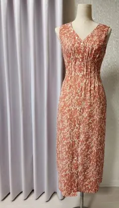 SNIDEL ✨オレンジ フラワープリント ノースリーブロングワンピース