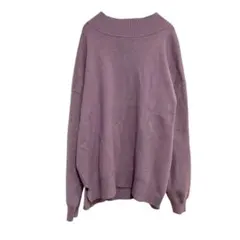 グローバルワーク モックネック ニット セーター スリット（L）ラベンダー