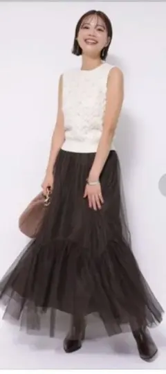 ⭐再値下げ【Apuweiser-riche】ウェーブ切替チュールスカート