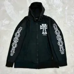 Y2K 00s フリーキーマッシブ　ジップパーカー　クロス　十字架 L 黒