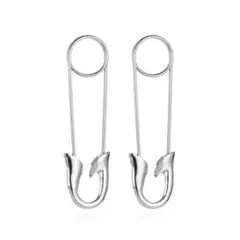 シルバー 1ペア 安全ピン パンク ゴシック ピアス 大ぶり #C488-1