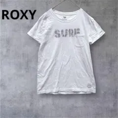 【ロキシー】半袖 Tシャツ プリントトップス　サーフ 綿100% 白　M