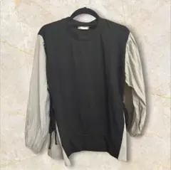 長袖トップス 黒とグレーストライプ