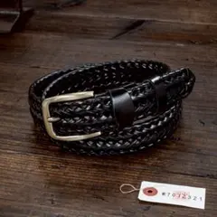 編み込み 牛革 イタリアンレザー メッシュ メンズ 本革 ベルト 黒 ブラック