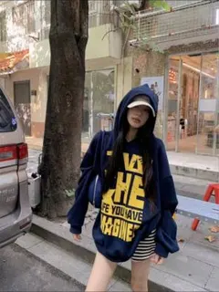 即発送★SHEIN　ネイビー　パーカー