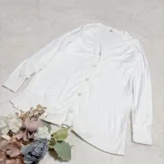 【ユニクロ】UVカットVネックロングカーディガン ホワイト M ○