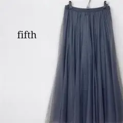 fifthフィフス　チュールロングフレアスカート　グレー　Aライン　ウエストゴム