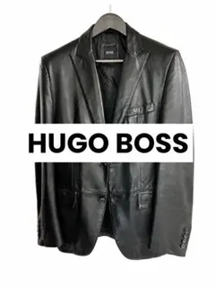 【美品】HUGO BOSS ラムレザー テーラードジャケット 柔らか質感 黒48のサムネイル