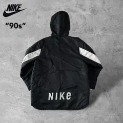 90s ナイキ古着中綿ナイロンジャケットブルゾンビッグロゴモノトーンスウォッシュ