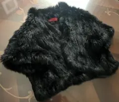 【美品】カザミドリ 黒 リアル ファー ショートカーディガン ボレロ