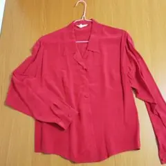 シルク100% ブラウス長袖 赤