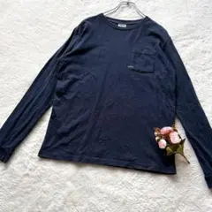 SHIPS◇ロゴ　カットソー　長袖　ロンT　刺繍ロゴ　ポケット　ネイビー　Mのサムネイル