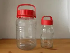 果実酒瓶 梅酒瓶 ガラス容器 ビン 東洋佐々木 レトロ 日本製 2個セット ①のサムネイル