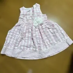 BONNIE BABY⭐︎ピンクチェックワンピース⭐︎バラの飾り⭐︎リボン⭐︎18mのサムネイル