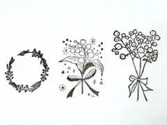 花デザインの木製スタンプセット