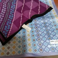❤mila schon ハンカチ 紫と青 チェック柄2枚セット❤美品♡気品