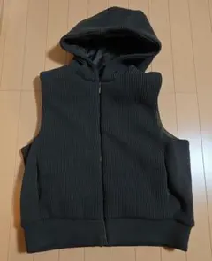 icb　フード付ニットベストパーカー　42　カーキ