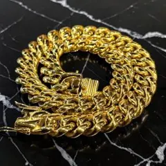 喜平ネックレス 50cm 幅16mm 18K刻印 ステンレス ゴールドチェーン