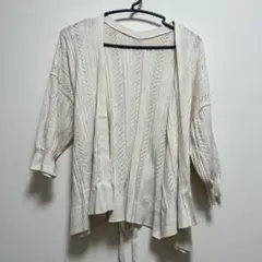 アイボリー レース編み カーディガン F