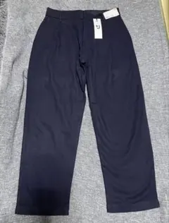 新品未使用 +J ウールブレンドタックパンツ　ネイビー サイズ 82 ユニクロ