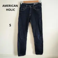 AMERICAN HOLIC ダークブルー スキニー デニム 無地 S 春夏秋冬