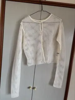 Kastane メッシュ クロップドカーディガン