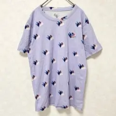 KENZO ケンゾー 総柄 Tシャツ ロゴ刺繍 半袖 ラベンダー パープル S