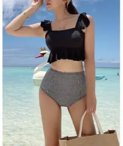 フリルデザインハイウエストビキニ 水着