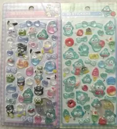 2枚セット　はぴだんぶい ハンギョドン　ボンボンドロップシール風　ぷっくりシール