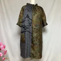 着物リメイク//大島紬//楽楽チュニックワンピースNO353のサムネイル