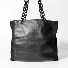 PRADA プラダ ナイロン×レザー チェーンショルダー トートバッグ ブラックのサムネイル