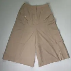 ワイドパンツ キュロット ベージュ レトロ きれいめカジュアル