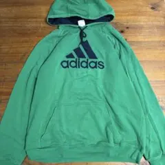 adidas パーカー　XLサイズ　グリーン　フーディー