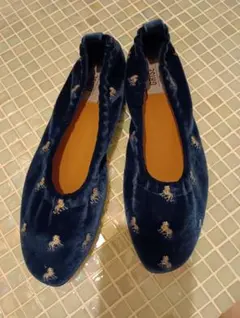 未使用品 24cm ルタロン GRISE ベルベット ギャザー フラットシューズ