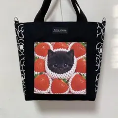 ハンドメイド　トートバッグ　ショルダーバッグ　いちご　ネコパネル