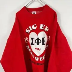 USA製 90s fruit of the loom ハート柄 スウェット 赤