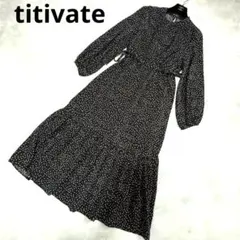 ティティベイト　ドット柄　マキシワンピース ブラック　ティアードワンピース